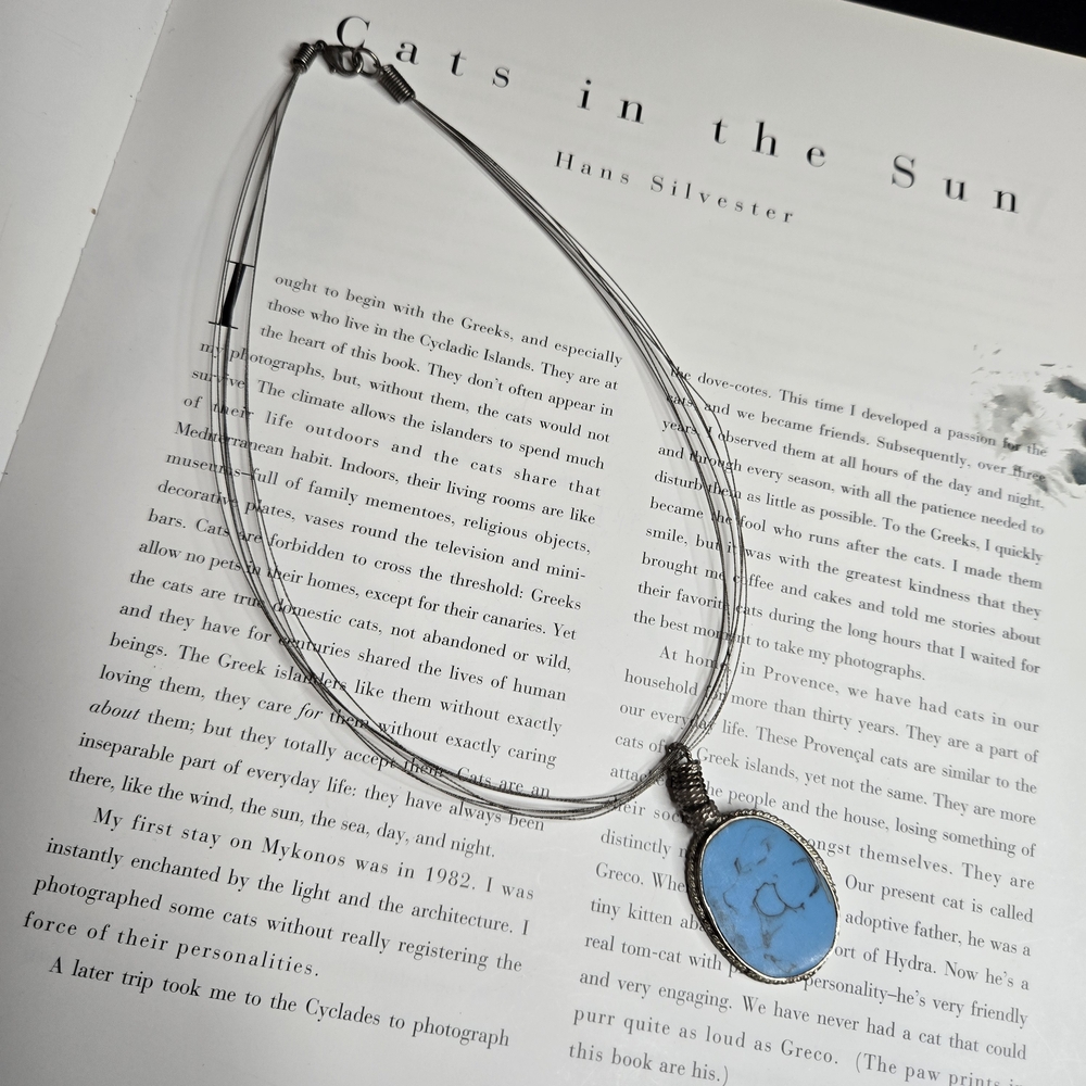 Silver and Blue Pendant Necklace